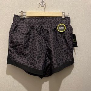 Black and Gray Cheetah Print Running Shorts